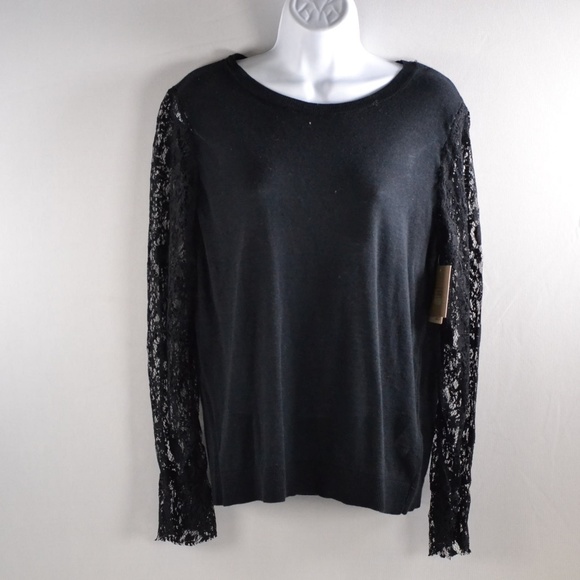 14th & Union Sweaters - 14th & Union Black Sweater w/ Lace Sleeves